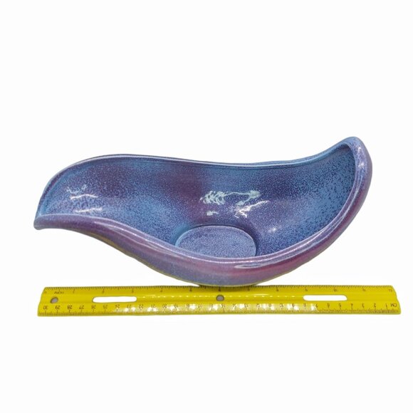 MCM Red Wing Pottery Console Planter Vase Purple Pink Speckle Vintage 1950s - Picture 11 of 13